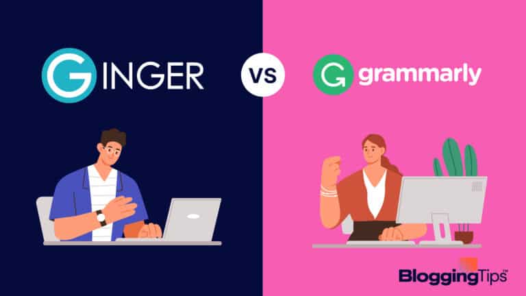vector graphic showing an illustration of ginger vs grammarly