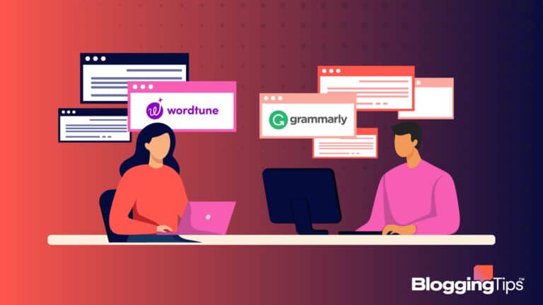 vector graphic showing an illustration of women figuring out which is better wordtune vs grammarly